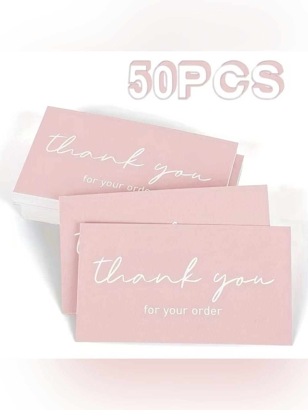 Thank You for Your Order Pink Thank You Cards - Pack of 50 NIP